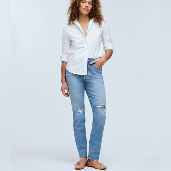 Madewell The Perfect Vintage Jean High Rise Distressed Knee Blue Size 32 - Picture 15 of 16